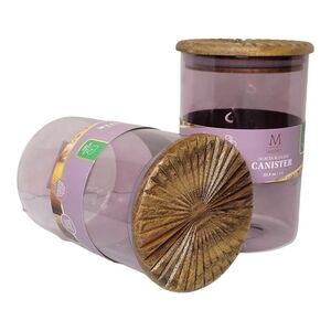 🆕️ Set of 2 Sunburst Textured 33.8 oz Glass Canisters